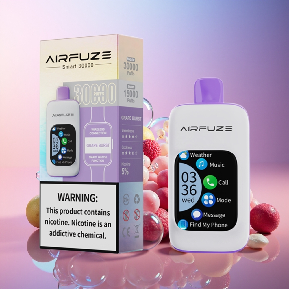 AirFuze Smart 30000 Puffs Disposable Pod - 5% Nikotin, 900mAh, Typ-C, Grape Burst (Trauben Explosion), Schweiz Großhandel