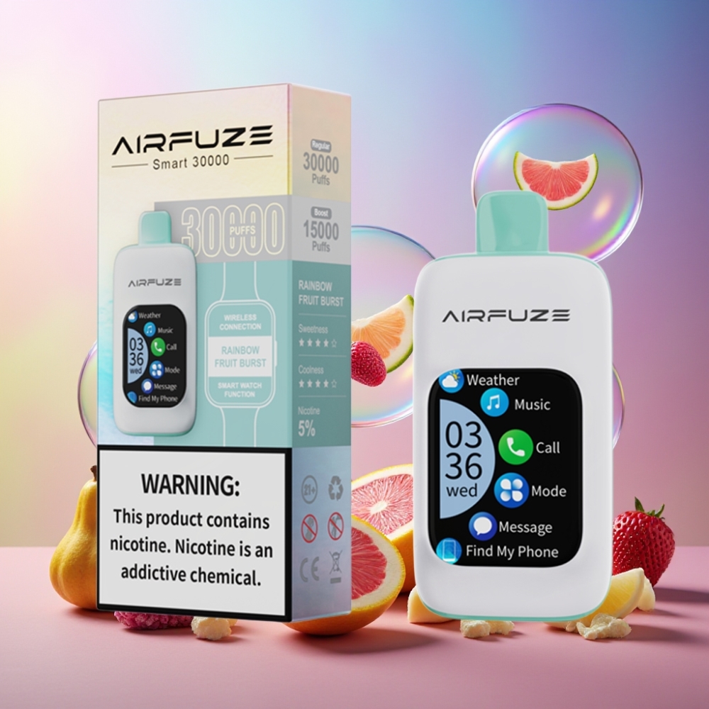 AirFuze Smart 30000 Puffs Disposable Pod – 5% Nikotin, 900mAh, Typ-C, Schweiz Großhandel, Regenbogen-Fruchtgeschmack