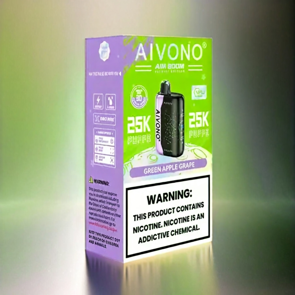 Aivono AIM BOOM 25000 Puffs 0% 5% 28ml 650mAh Schweiz Großhandel Grüner Apfel Traube
