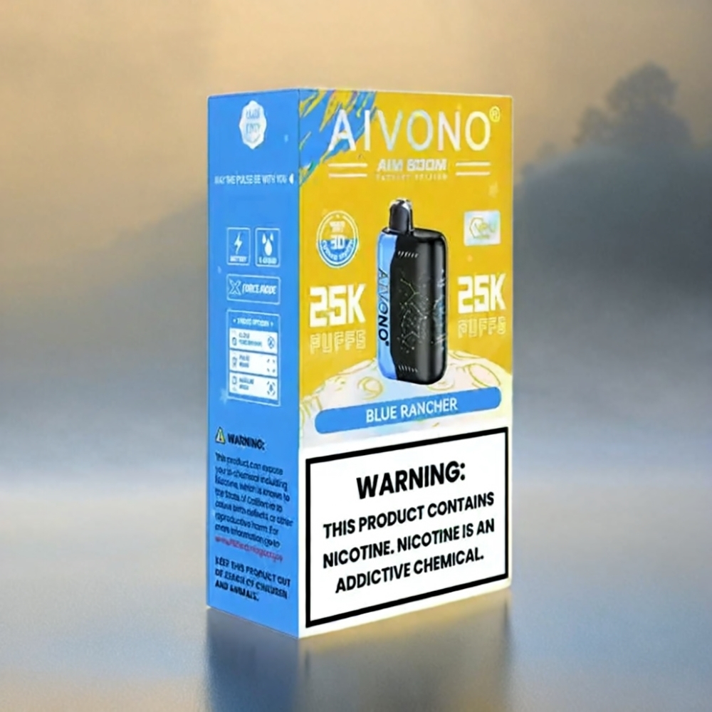 Aivono AIM BOOM 25000 Puffs Schweiz Großhandel 0%-5% Nikotin 28ml 650mAh Blauer Rancher