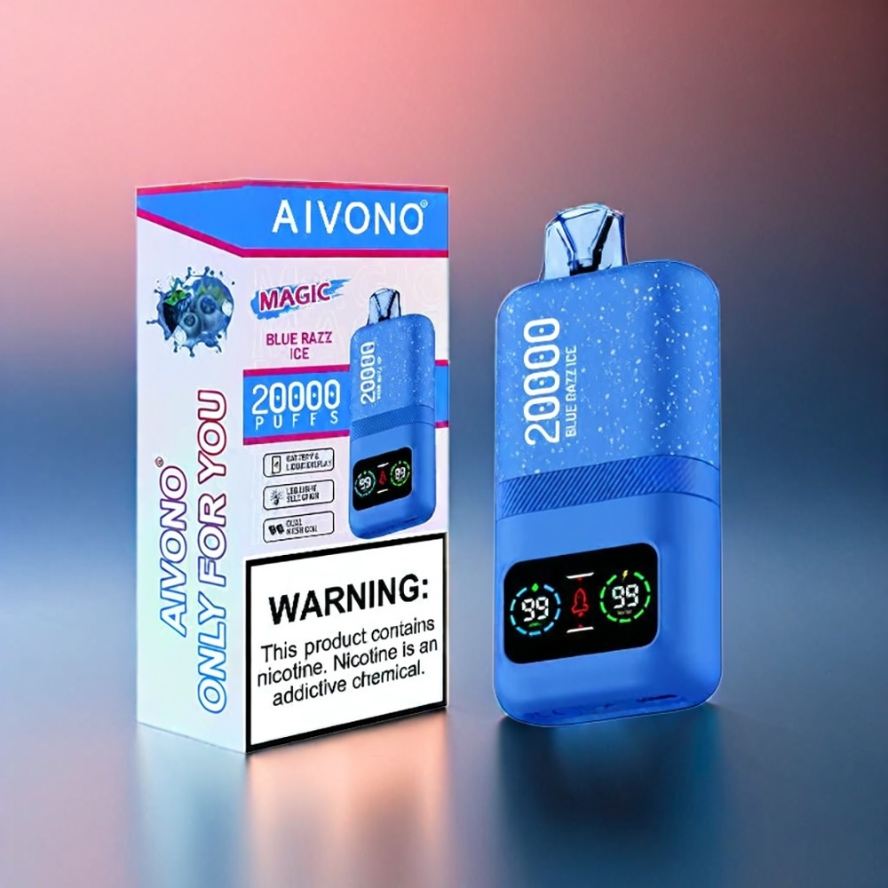 Aivono AIM MAGIC 20000 Puffs 26ml E-Liquid 5% Nicotine LCD Display Schweiz Großhandel Blue Razz Ice