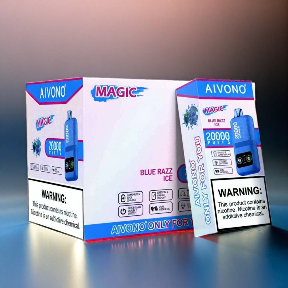 Aivono AIM MAGIC 20000 Puffs 26ml E-Liquid 5% Nicotine LCD Display Schweiz Großhandel Blue Razz Ice