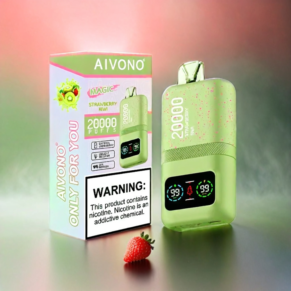Aivono AIM MAGIC 20000 Puffs 26ml E-Liquid Dual Mesh Coils LCD Display Type-C Schweiz Großhandel – Erdbeer-Kiwi