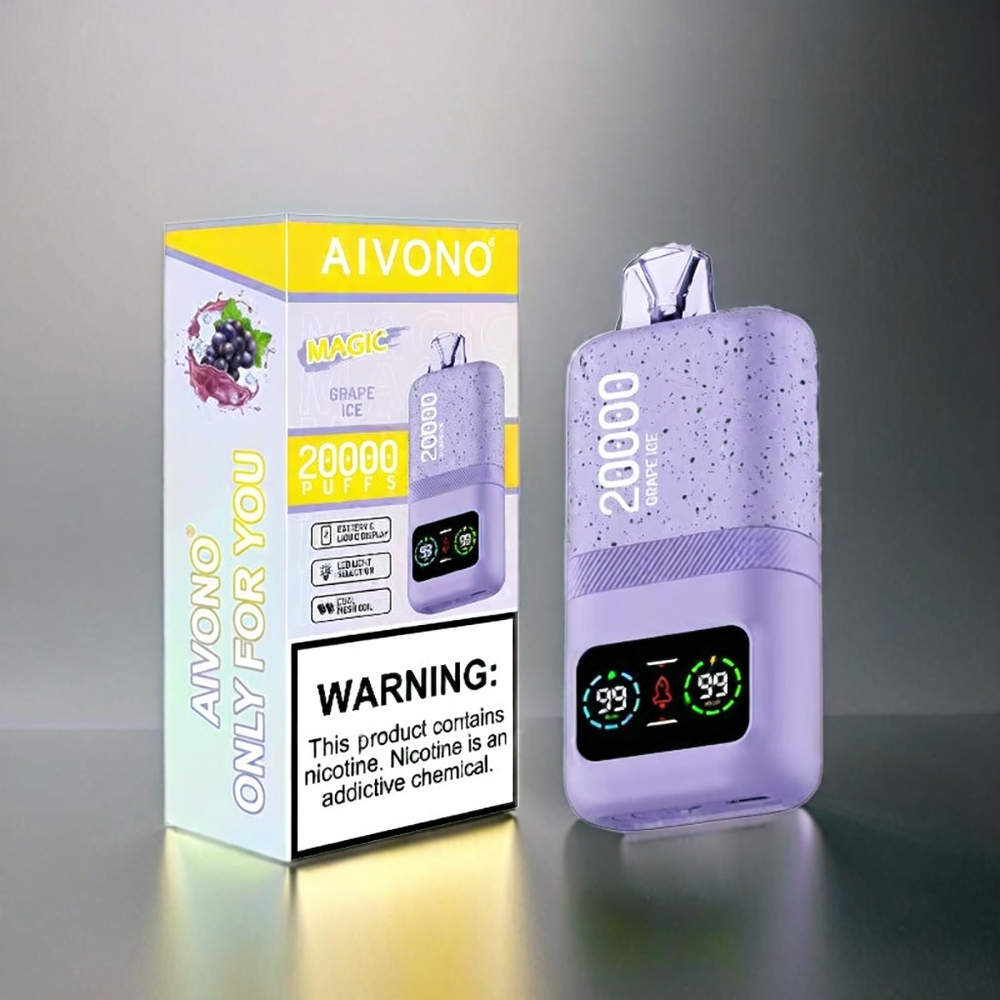 Aivono AIM MAGIC 20000 Puffs 26ml LCD Dual Mesh Coils Type-C Schweiz Großhandel Grape Ice (Trauben-Eis)