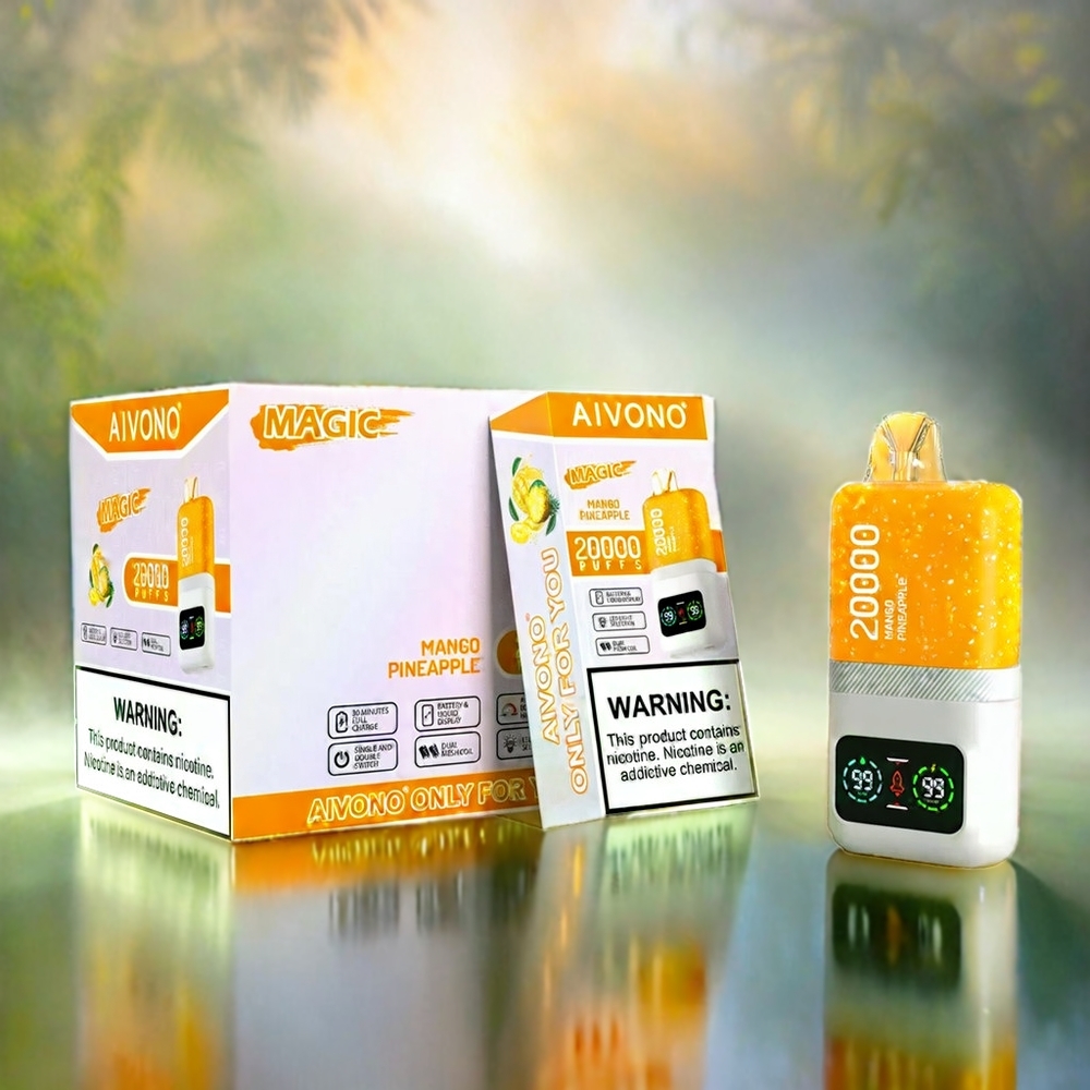 Aivono AIM MAGIC 20000 Puffs Schweiz Großhandel – 20.000 Züge, 26ml E-Liquid, Typ-C, LCD, Mango Ananas Geschmack