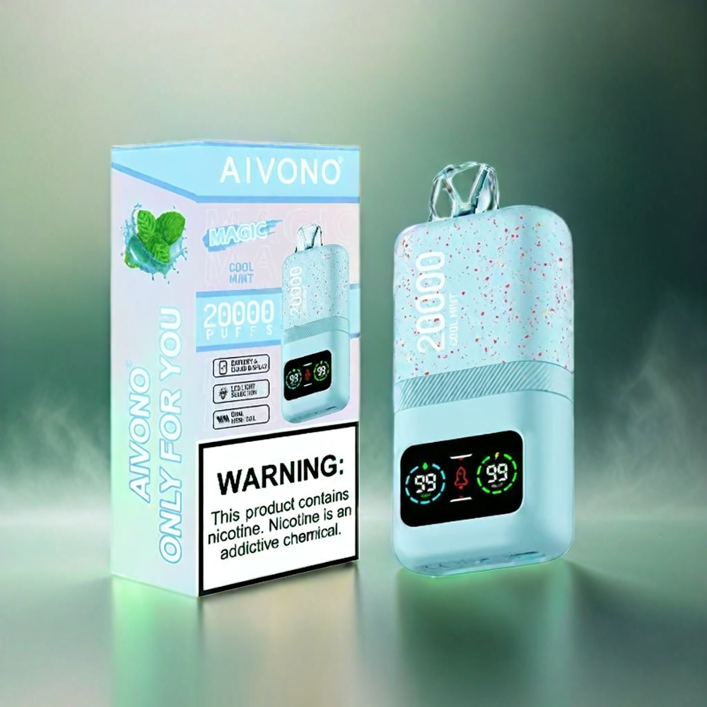 Aivono AIM MAGIC 20000 Puffs Schweiz Großhandel – 26ml E-Liquid, Dual Mesh Coils, LCD Display, Cool Mint
