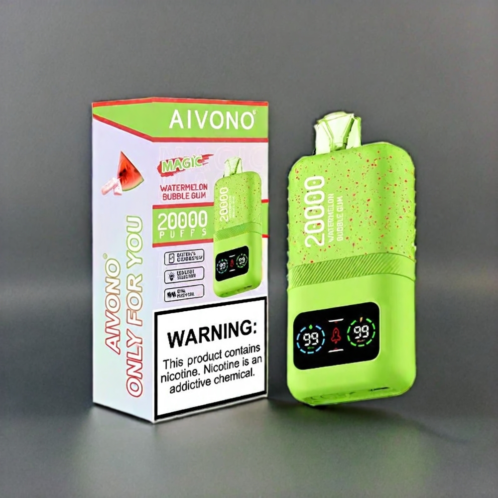 Aivono AIM MAGIC 20000 Puffs Schweiz Großhandel – 26ml E-Liquid, Dual Mesh Coils, LCD Display, Typ-C Ladbar – Wassermelonen-Bubblegum Geschmack