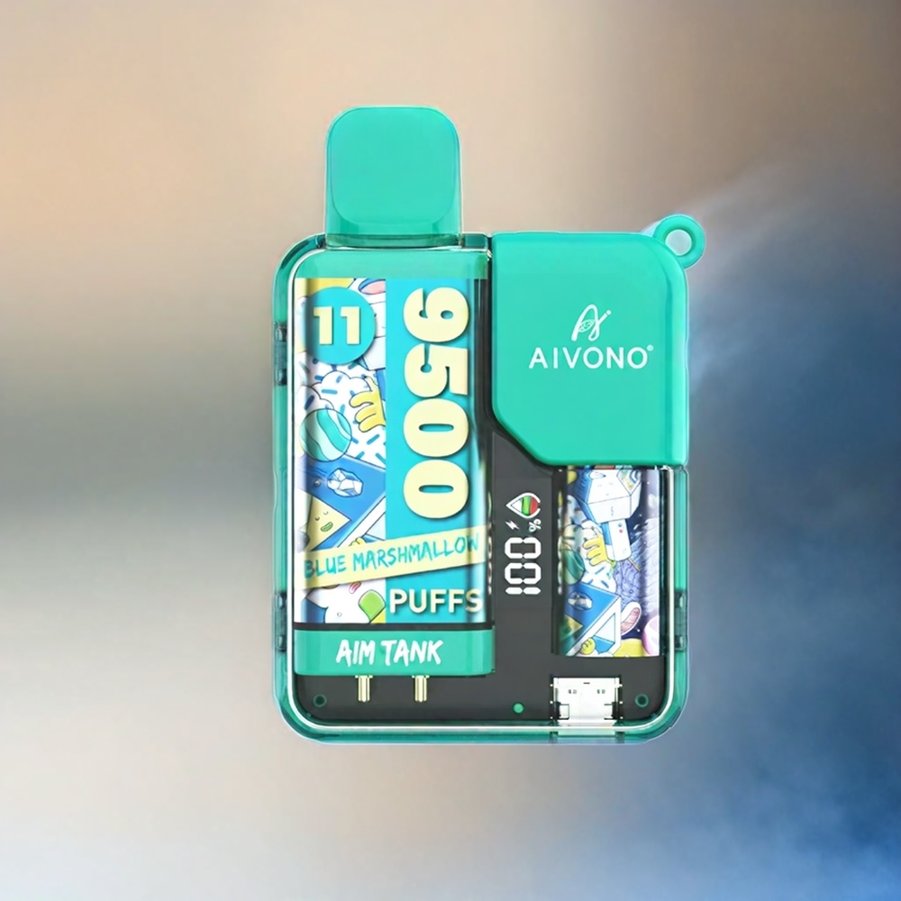 Aivono AIM-TANK 9500 Puffs Schweiz Großhandel – 9500 Züge, 18ml Liquid, 650mAh, LCD, Blauer Marshmallow