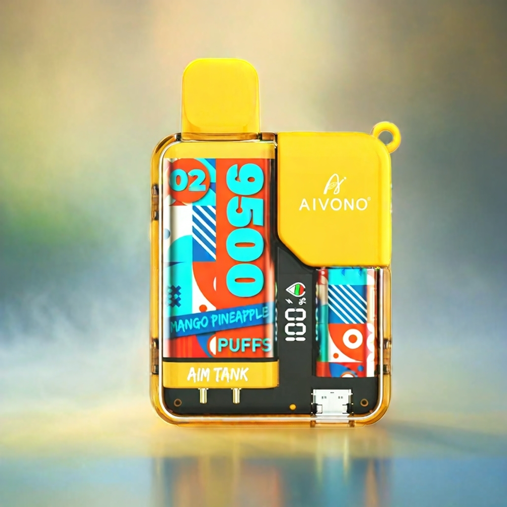 Aivono AIM-TANK 9500 Puffs Schweiz Großhandel – Bis zu 9500 Züge, 18ml E-Liquid, 650mAh, LCD Display, Mango-Ananas Geschmack