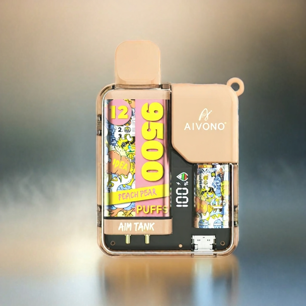 Aivono AIM-TANK 9500 Puffs Schweiz Großhandel mit 18ml E-Liquid & LCD Display Peach Pear (Pfirsich Birne)