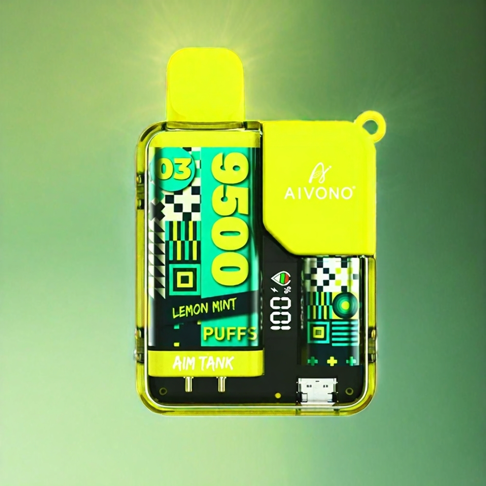 Aivono AIM-TANK 9500 Puffs Schweiz großhandel – 18ml E-Liquid, 650mAh Akku, LCD-Display, Zitronen-Minze