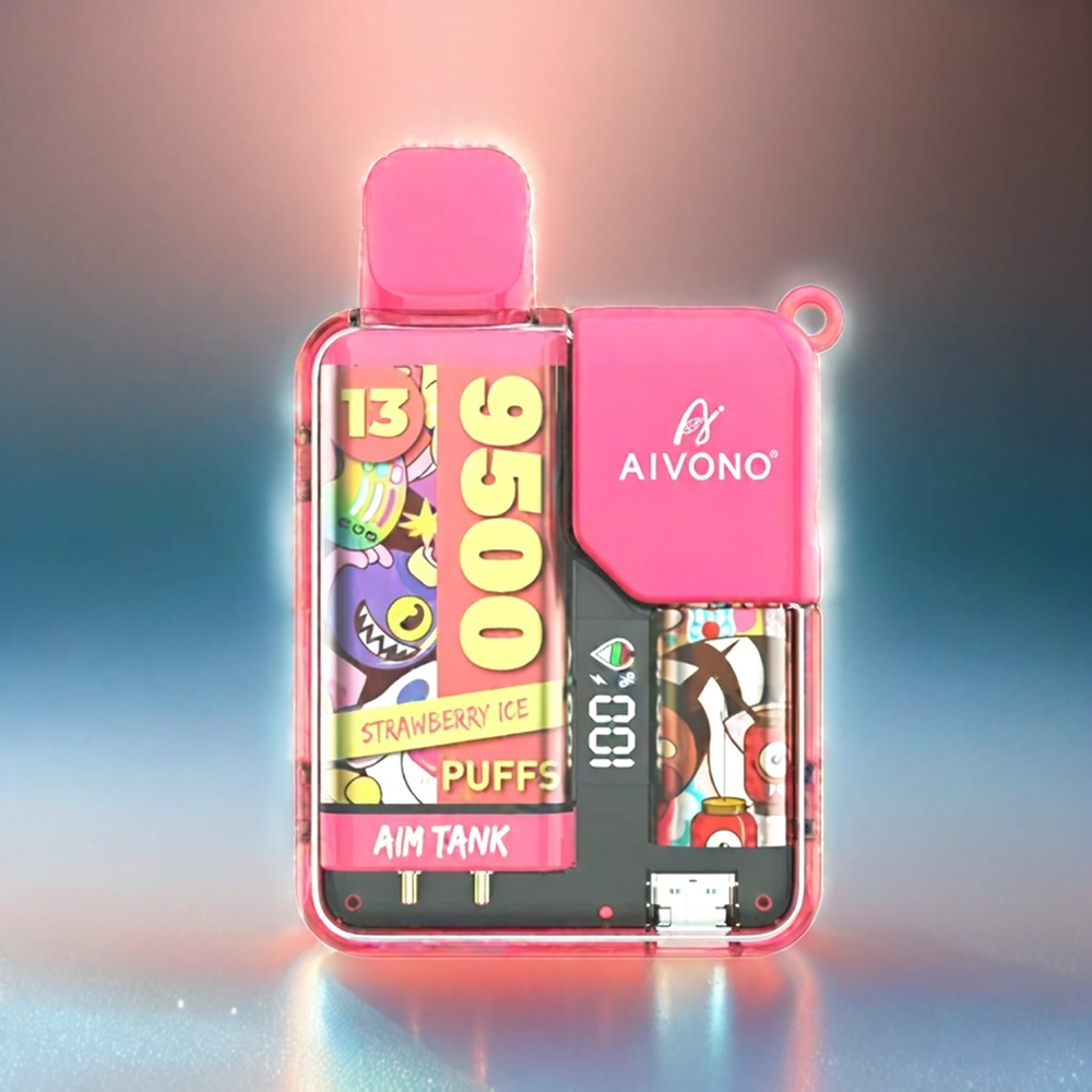 Aivono AIM-TANK 9500 Puffs mit 18ml E-Liquid, 650mAh Akku, LCD Display – Erdbeer-Eis Schweiz großhandel