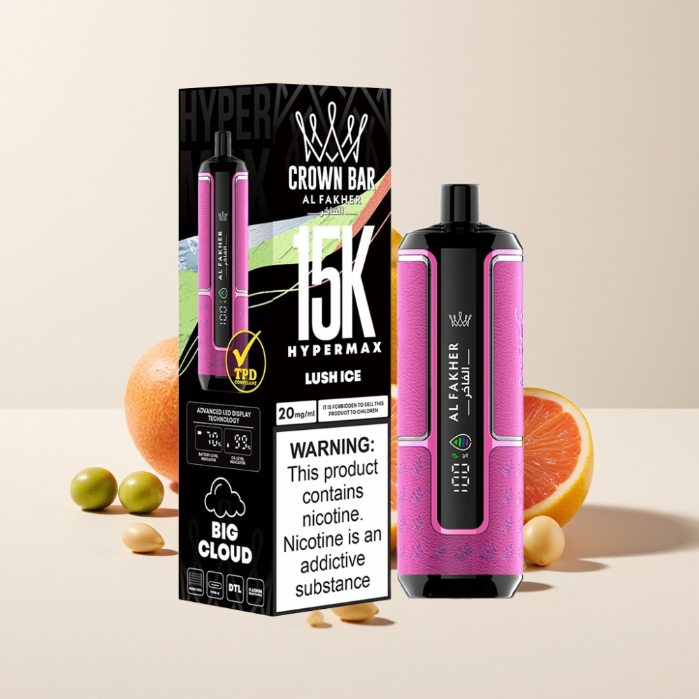Al Fakher Crown Bar 15K Hypermax Einweg-Vape Kit Luch Eis – 22ml, 600mAh, Type-C, Schweiz Großhandel