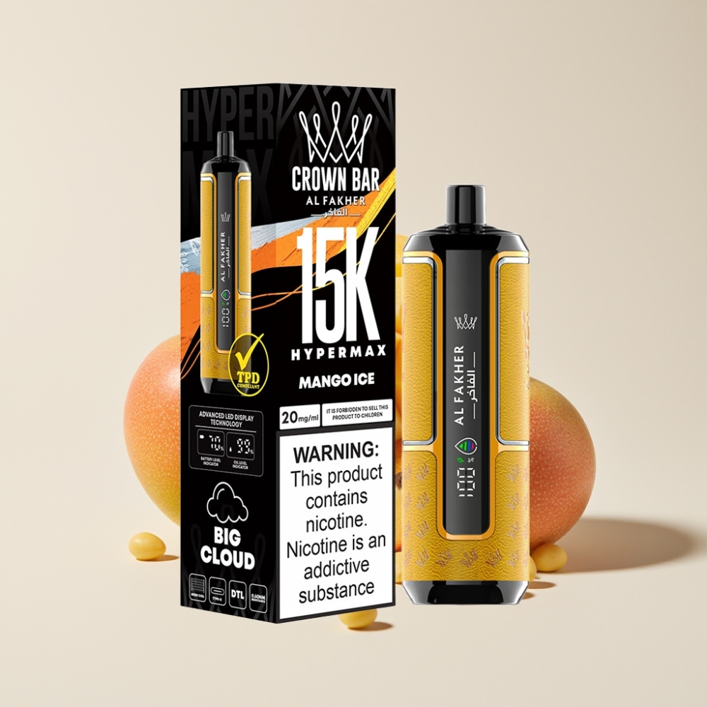 Al Fakher Crown Bar 15K Hypermax Einweg-Vape Kit Mango Eis – 22ml, 600mAh, Type-C, Schweiz Großhandel