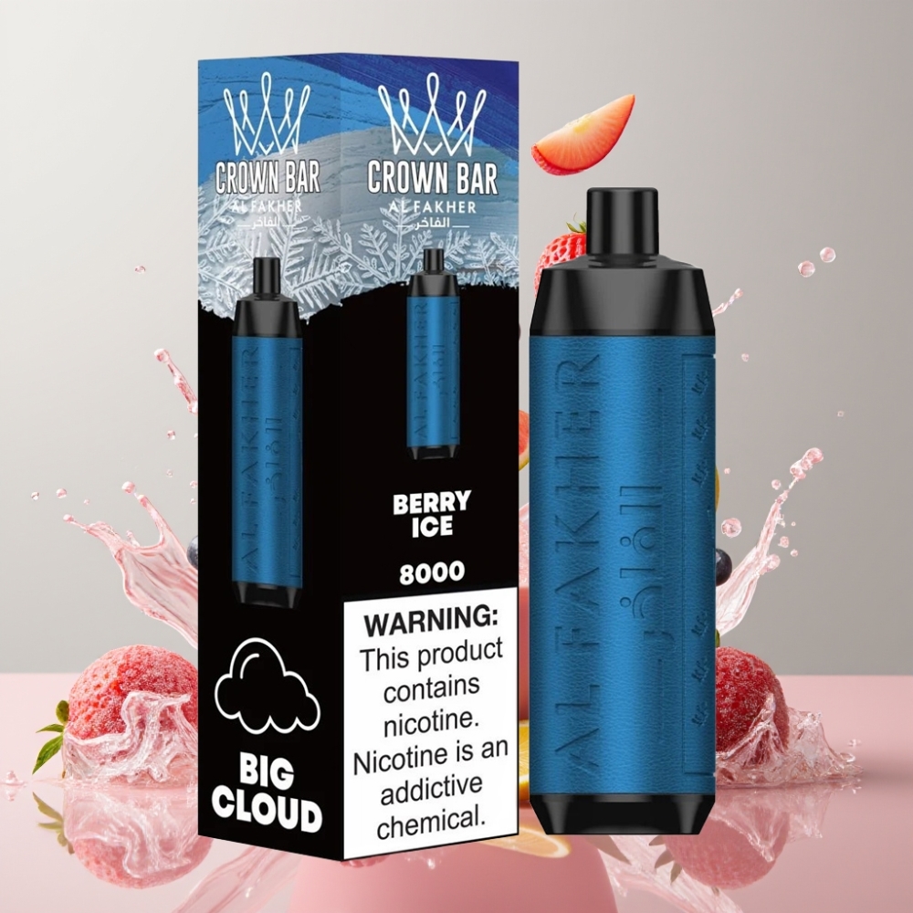 Al Fakher Crown Bar 8000 Crystal Einweg-Vape Beere-Eis – 18ml, 5mg Nikotin, 8000 Züge, Schweiz Großhandel