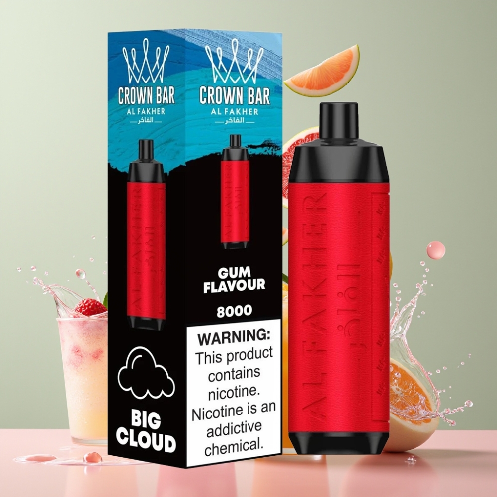Al Fakher Crown Bar 8000 Crystal Einweg-Vape Kaugummi Geschmack – 600mAh, 18ml, 5mg Nikotin, Schweiz Großhandel