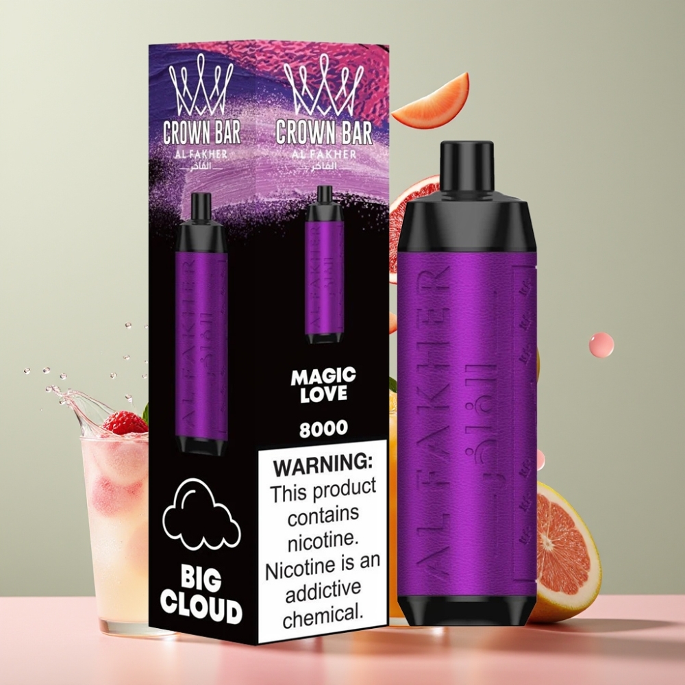 Al Fakher Crown Bar 8000 Crystal Einweg-Vape Magic Liebe – 18ml, 5mg Nikotin, 8000 Züge, Schweiz Großhandel