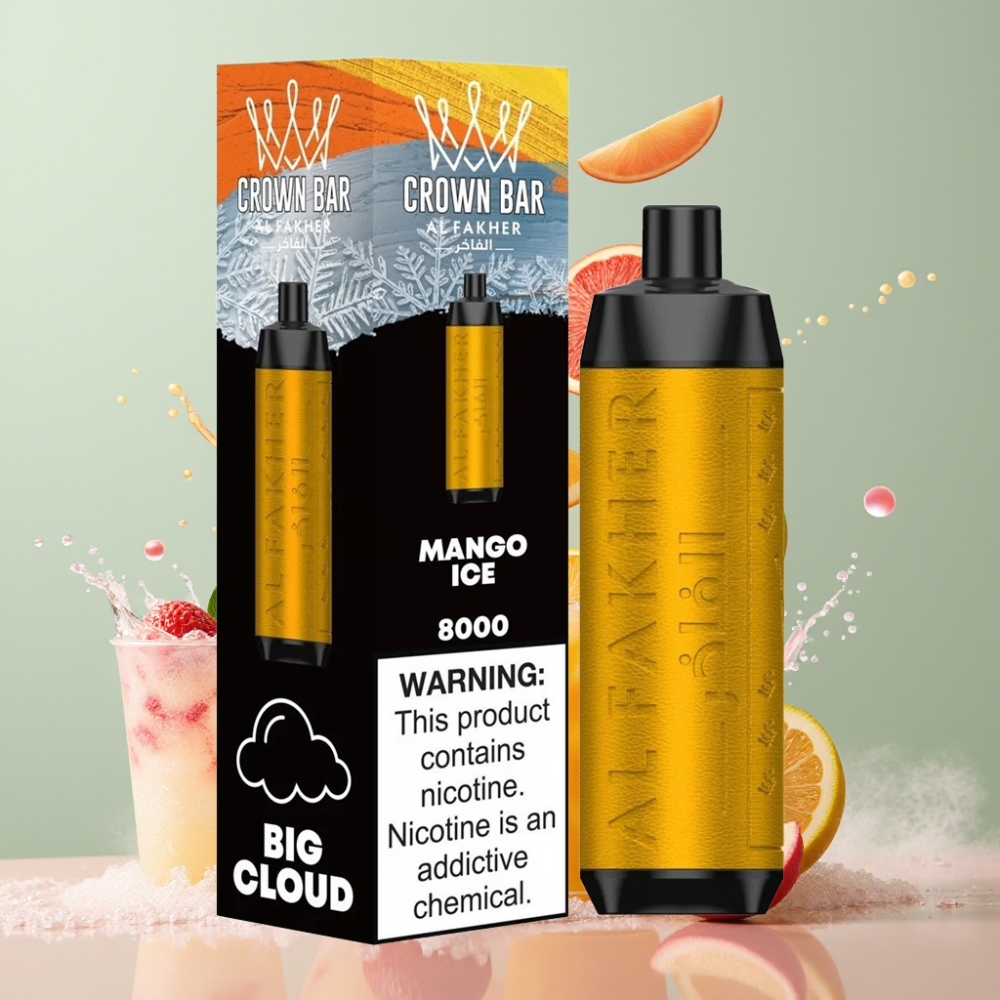 Al Fakher Crown Bar 8000 Crystal Einweg-Vape Mango Eis – 18ml, 5mg Nikotin, 8000 Züge, Schweiz Großhandel