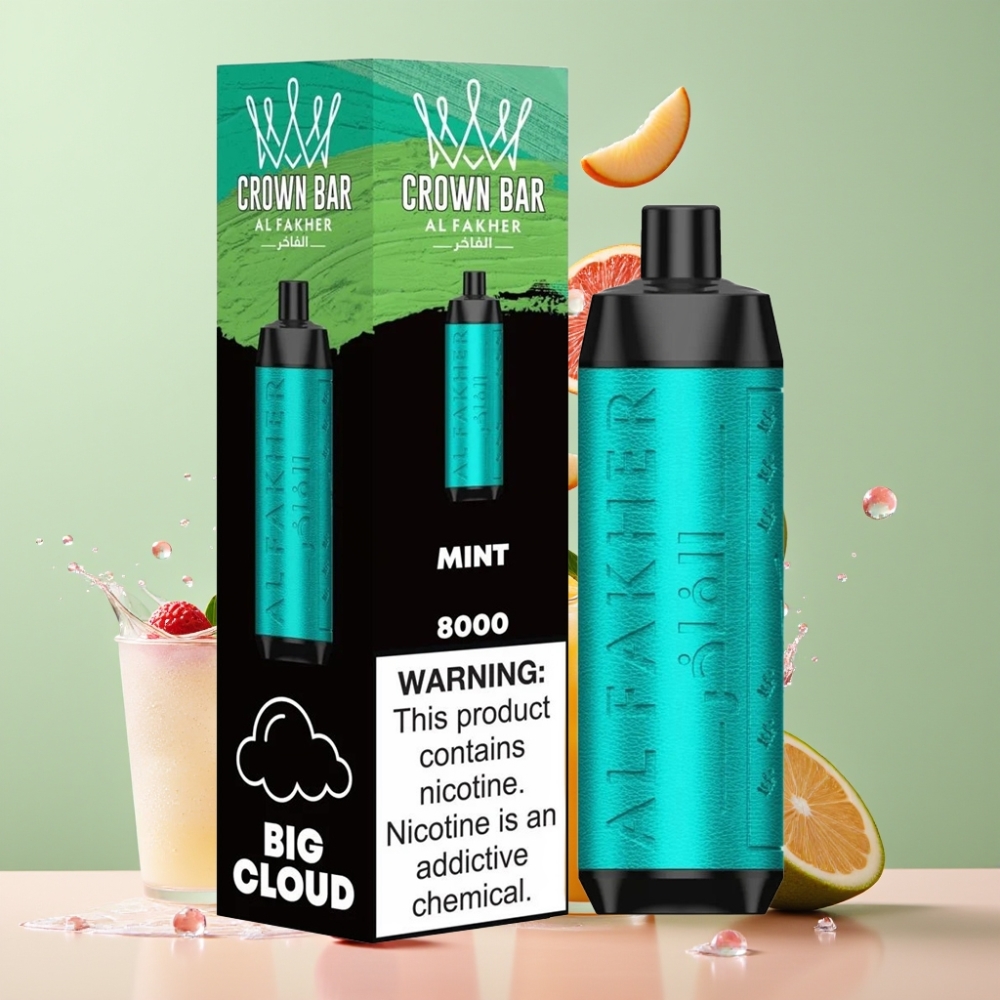 Al Fakher Crown Bar 8000 Crystal Einweg-Vape Minze – 18ml, 5mg Nikotin, 8000 Züge, Schweiz Großhandel