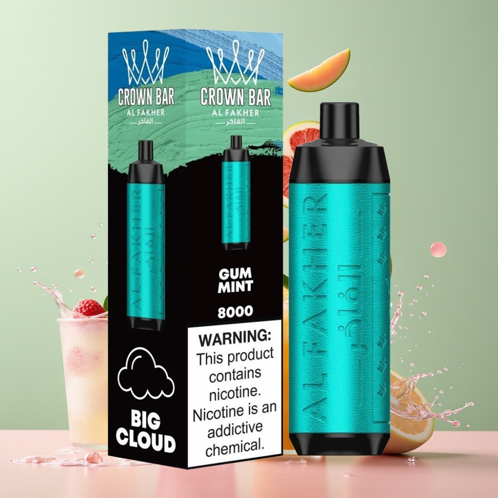 Al Fakher Crown Bar 8000 Crystal Einweg-Vape Minze (600mAh, 18ml, 8000 Züge) – Schweiz Großhandel