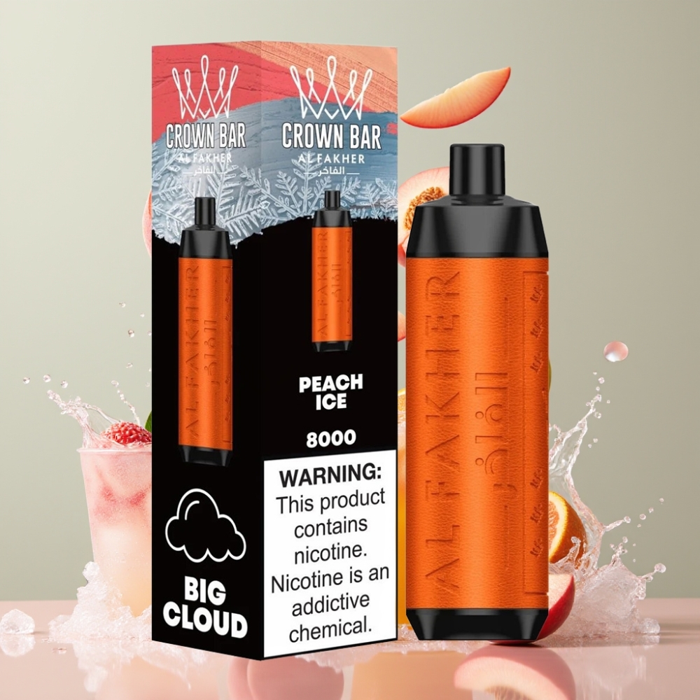 Al Fakher Crown Bar 8000 Crystal Einweg-Vape Pfirsich Eis – 18ml, 5mg, 8000 Züge, Schweiz Großhandel