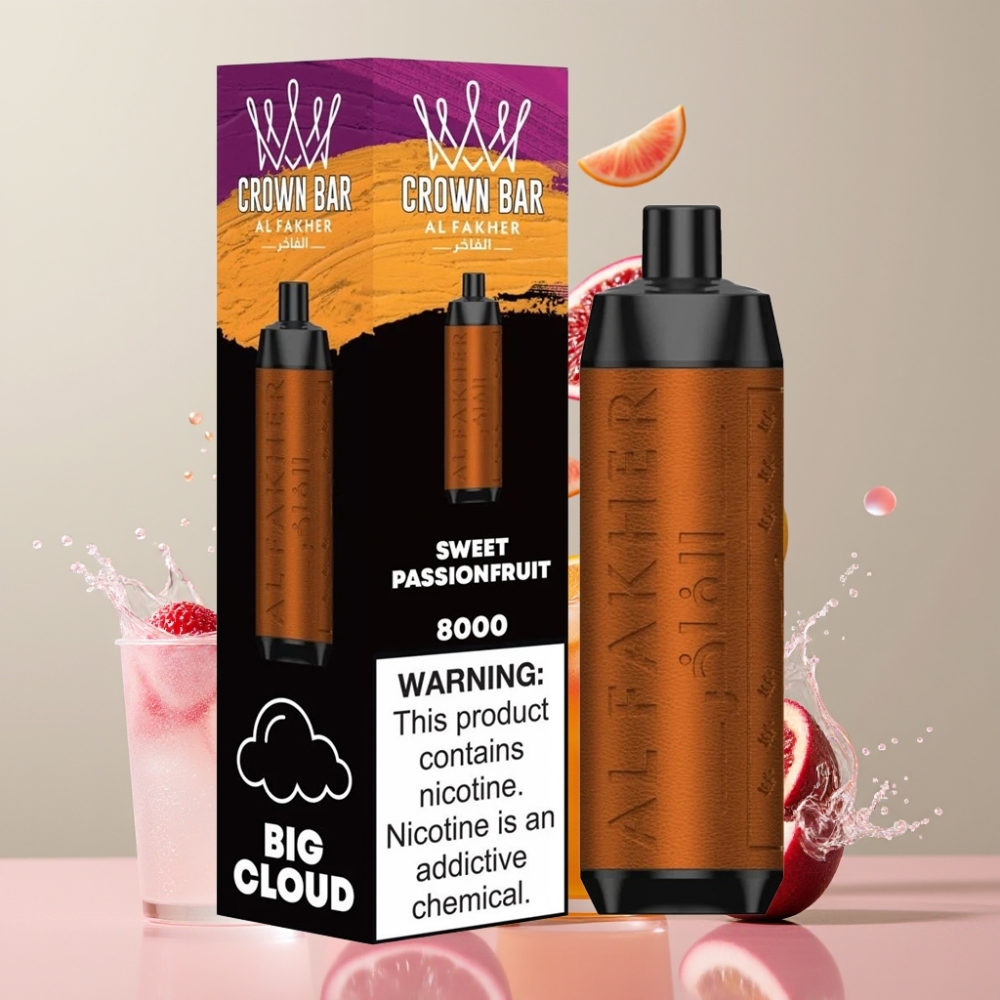 Al Fakher Crown Bar 8000 Crystal Einweg-Vape Süße Passionsfrucht – 18ml, 5mg, 8000 Züge, Schweiz Großhandel