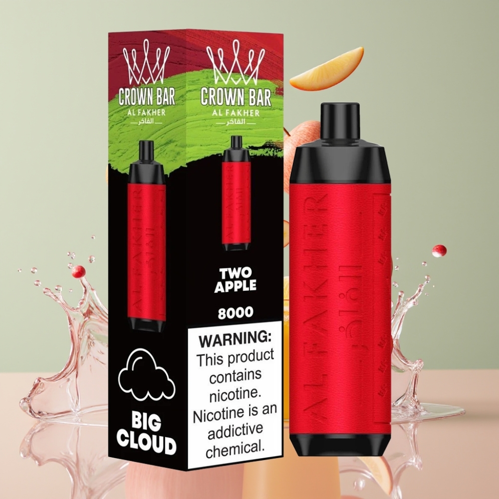 Al Fakher Crown Bar 8000 Crystal Einweg-Vape Zwei Äpfel – 18ml, 5mg, 8000 Züge, Schweiz Großhandel