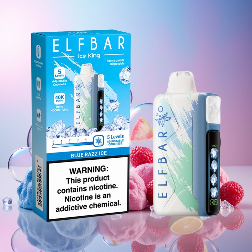 Elf Bar Ice King 40000 Puffs Einweg-Vape Blau-Razz Eis – 20ml, 5% Nikotin, 850mAh Akku, Schweiz Großhandel