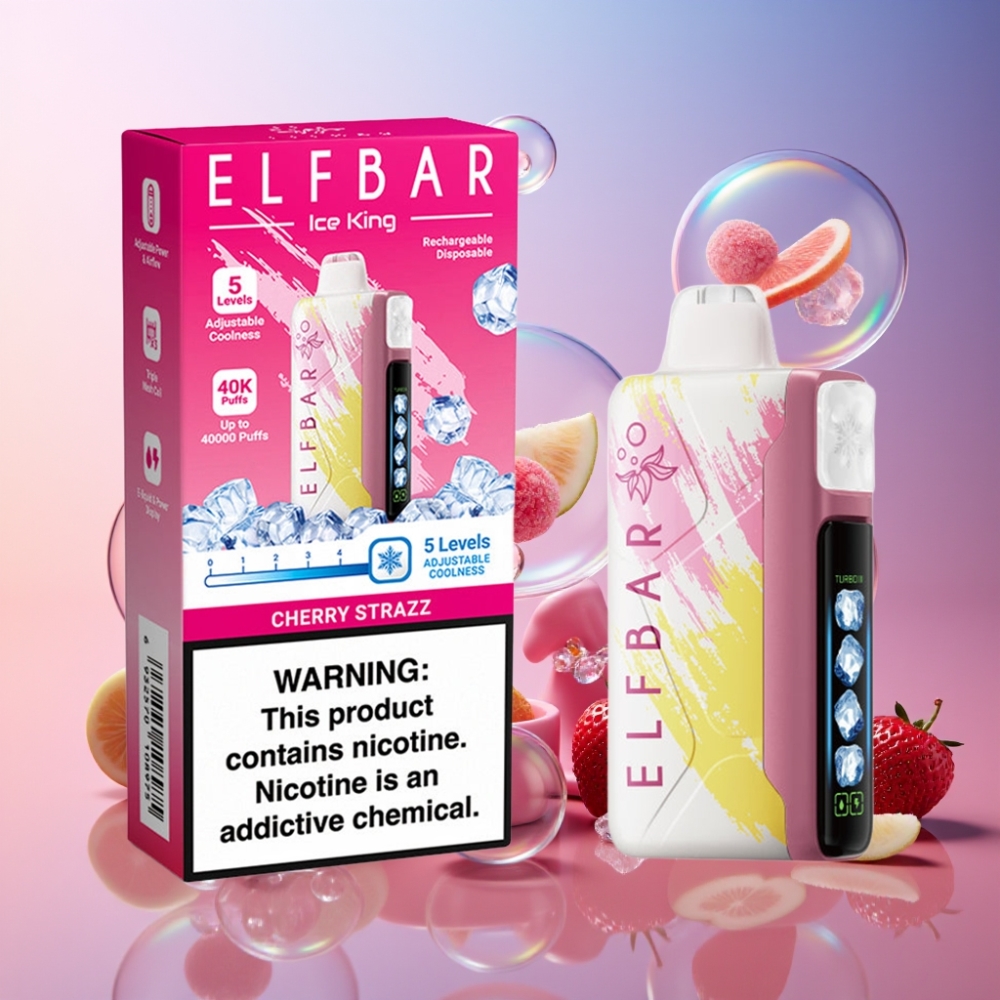 Elf Bar Ice King 40000 Puffs Einweg-Vape Kirsch-Strazz mit 20ml E-Liquid, 5% Nikotin, LCD Display, Schweiz Großhandel