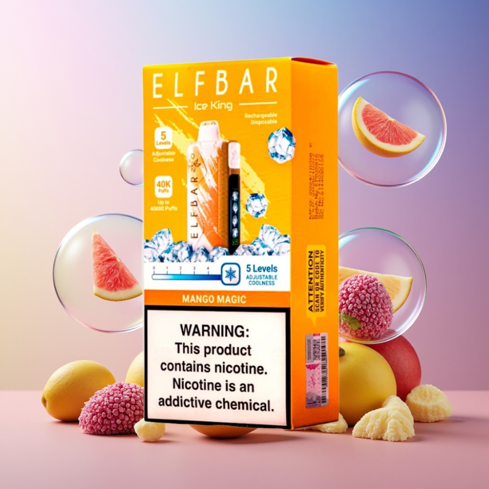 Elf Bar Ice King 40000 Puffs Einweg-Vape Mango Zauber Schweiz Großhandel – 20ml E-Liquid, 5 % Nikotin, 850mAh Akku, LCD Display