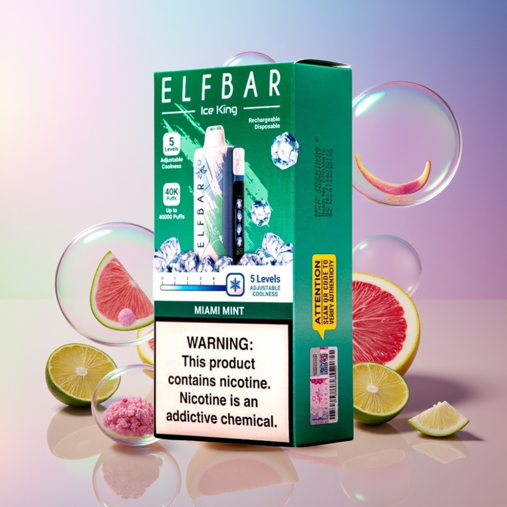 Elf Bar Ice King 40000 Puffs Einweg-Vape Miami Minze – 40.000 Züge, 20ml, 5% Nikotin, Schweiz Großhandel