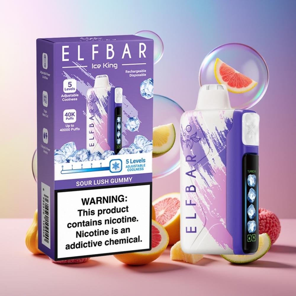 Elf Bar Ice King 40000 Puffs Einweg-Vape Sauer Fruchtgummi Schweiz Großhandel – 20ml, 5% Nikotin, LCD Display, Dual Airflow