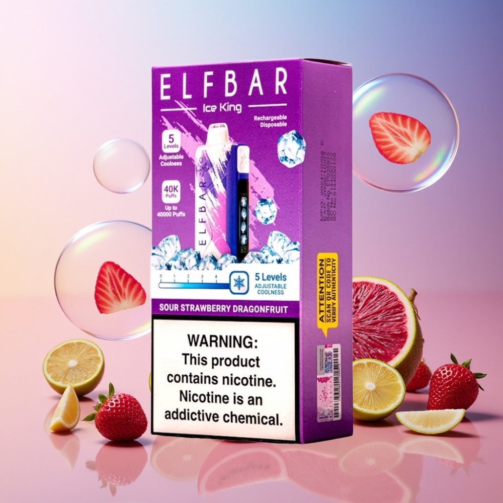 Elf Bar Ice King 40000 Puffs Einweg-Vape – Saurer Erdbeer-Drachenfrucht – 20ml E-Liquid, 5% Nikotin, 850mAh Akku, Schweiz Großhandel