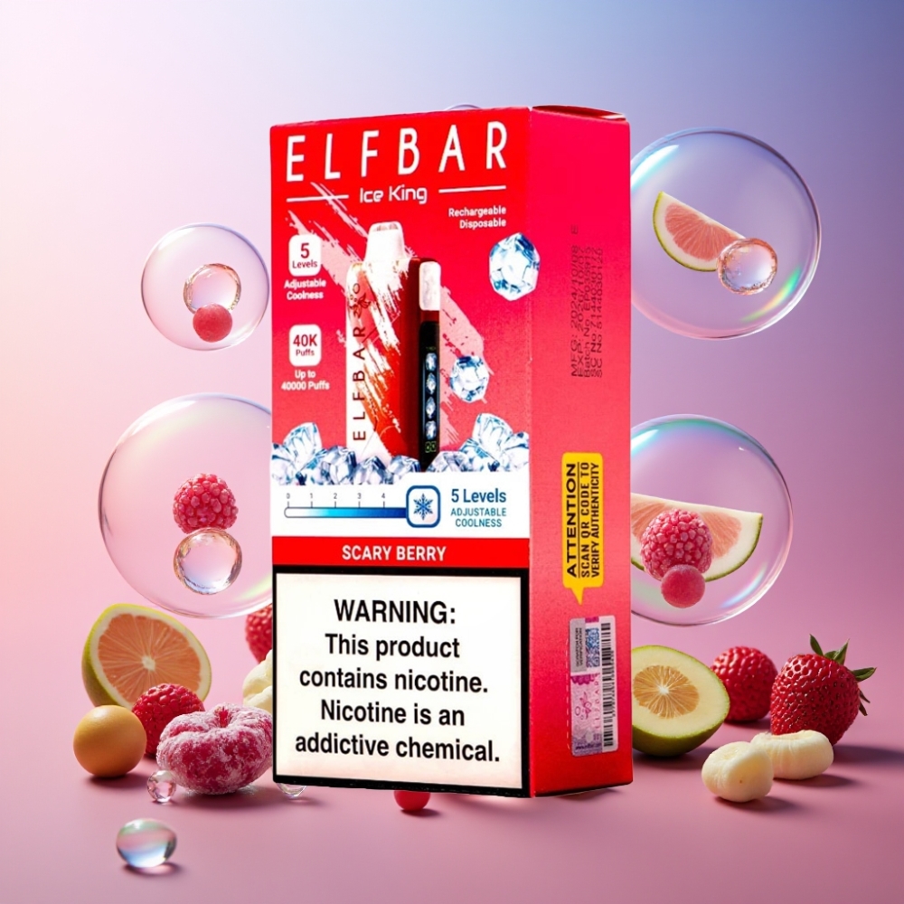 Elf Bar Ice King 40000 Puffs Einweg-Vape Schweiz Großhandel – 20ml E-Liquid, 5% Nikotin, 850mAh Akku, LCD-Display, Scary Berry (Gruselbeere)