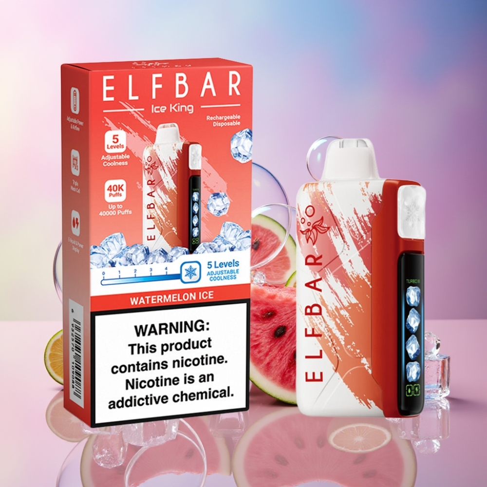 Elf Bar Ice King 40000 Puffs Einweg-Vape Wassermelone-Eis Schweiz Großhandel – 20ml E-Liquid, 5% Nikotin, 850mAh Akku, LCD Display