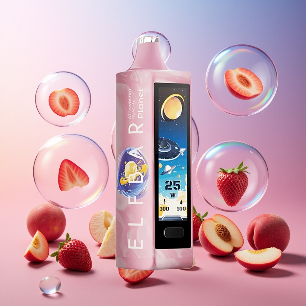 Elf Bar Planet 25000 Puffs Einweg-Vape Erdbeer Pfirsich+, 5% Nikotin, 18ml, 800mAh, Schweiz Großhandel