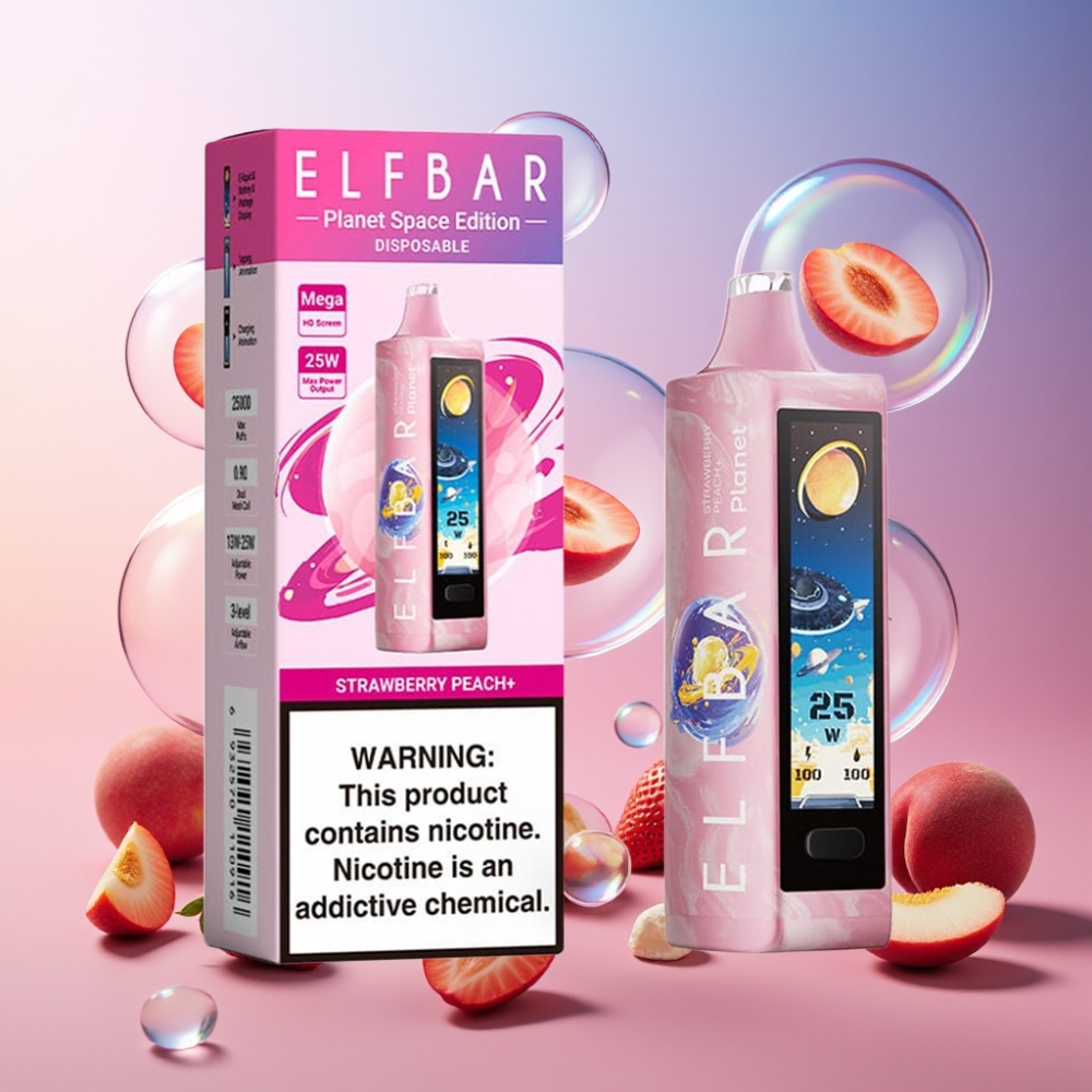 Elf Bar Planet 25000 Puffs Einweg-Vape Erdbeer Pfirsich+, 5% Nikotin, 18ml, 800mAh, Schweiz Großhandel