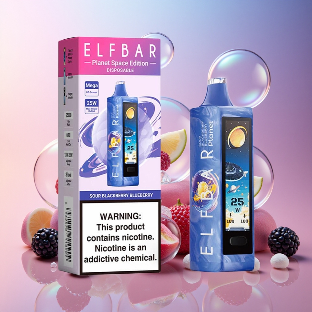 Elf Bar Planet 25000 Puffs Einweg-Vape Schweiz Großhandel – 5% Nikotin, 18ml, 800mAh, saure Brombeere Heidelbeere