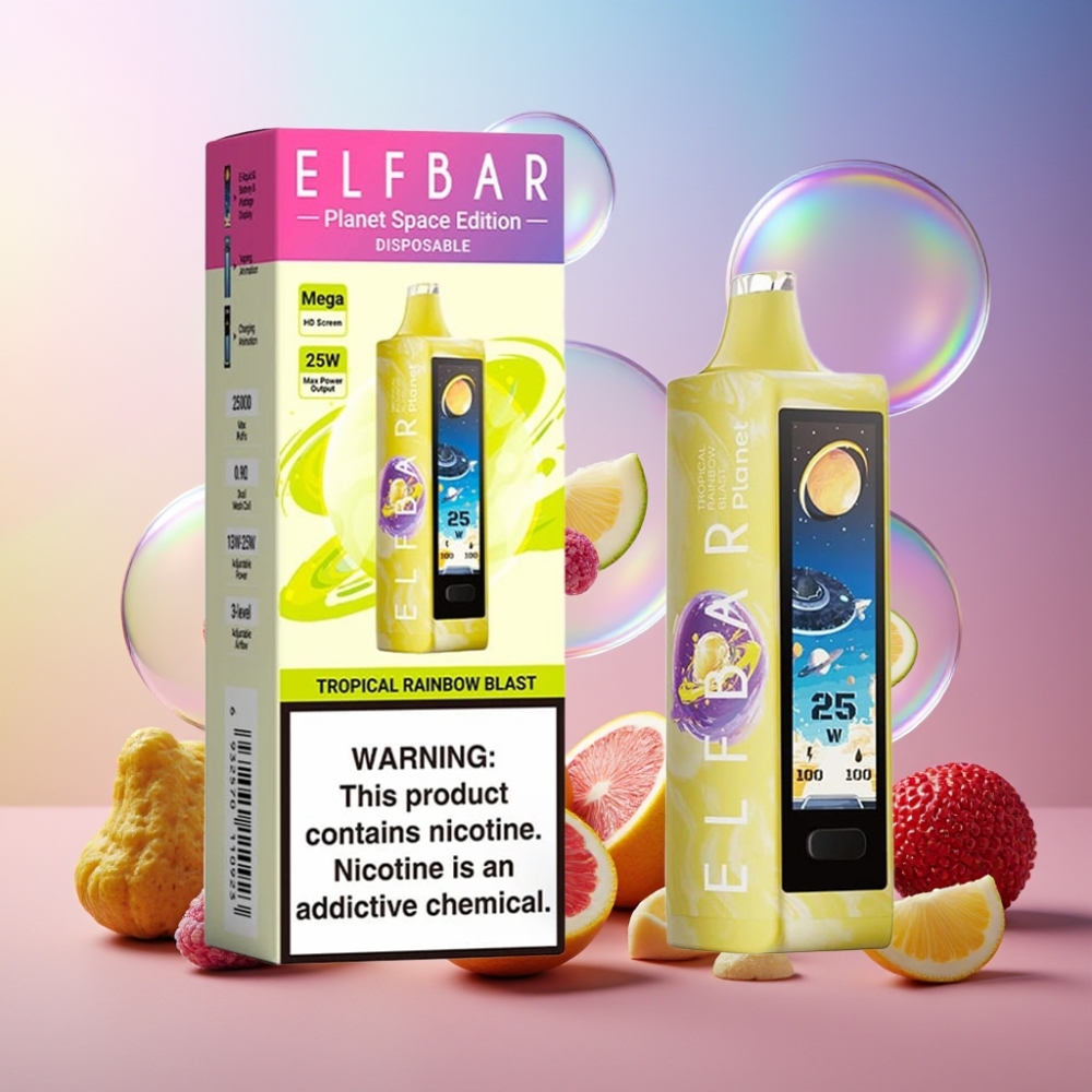 Elf Bar Planet 25000 Puffs Einweg-Vape Tropischer Regenbogen Blast mit 5% Nikotin, 18ml, 800mAh, Schweiz Großhandel