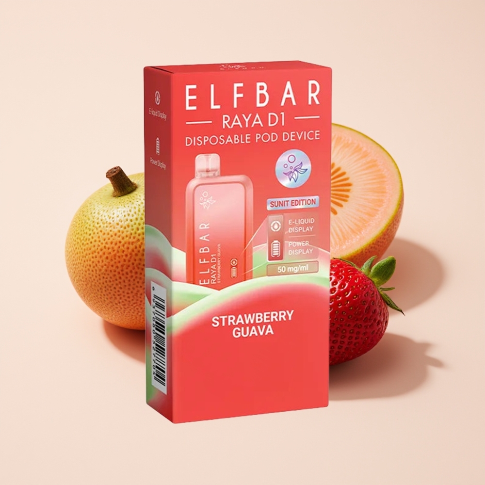 Elf Bar Raya D1 13000 Puffs Einweg-Vape Erdbeer Guave, 18ml, 650mAh, Schweiz Großhandel