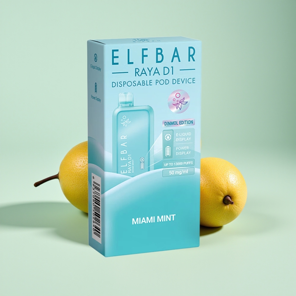 Elf Bar Raya D1 13000 Puffs Einweg-Vape Miami Minze – 18ml, 650mAh, 50mg, Schweiz Großhandel
