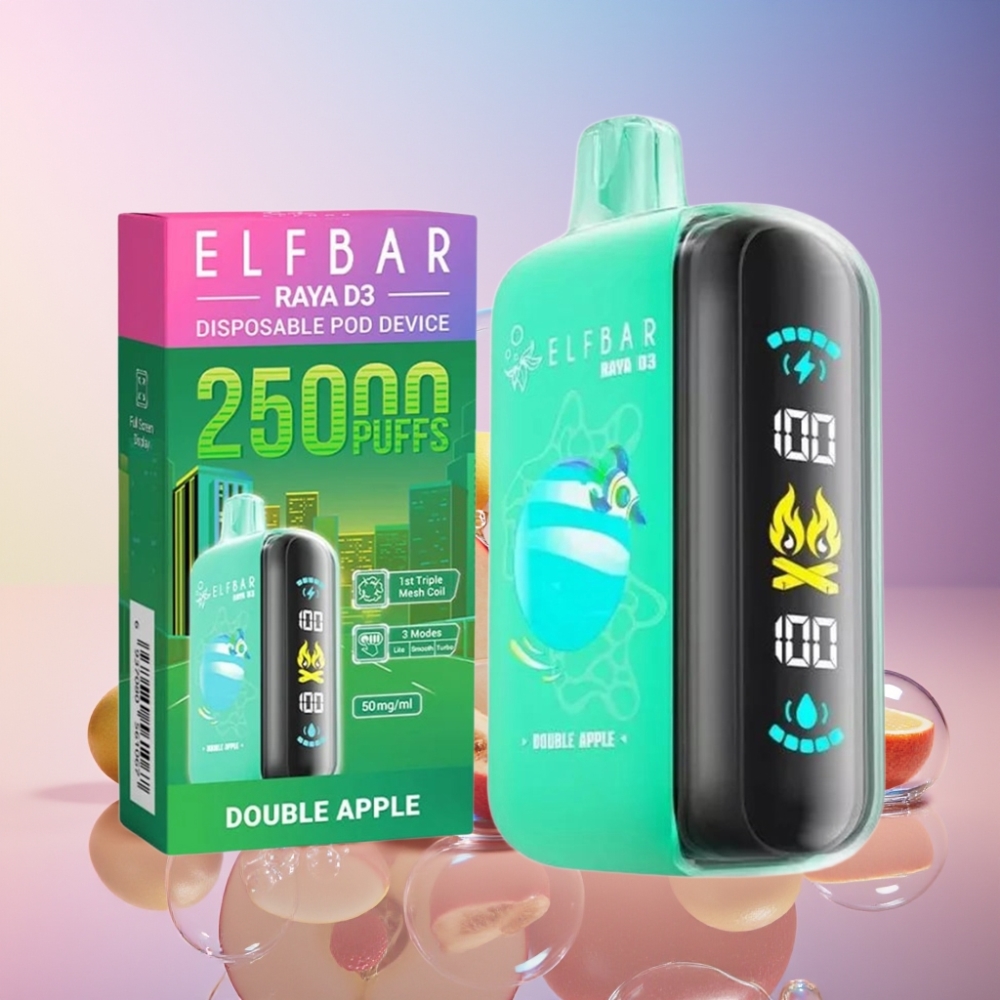 ELF BAR RAYA D3 25000 Puffs Einweg-Vape Doppelapfel – 23ml, 5%, 850mAh, Type-C, Schweiz Großhandel