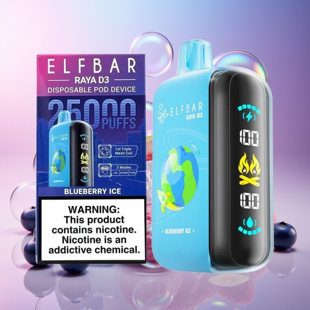 ELF BAR RAYA D3 25000 Puffs Einweg-Vape Heidelbeer-Eis, 23ml, 5%, 850mAh, Schweiz Großhandel
