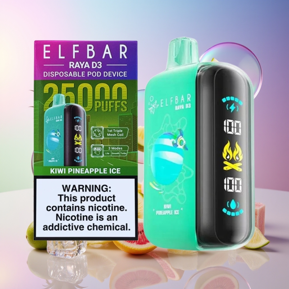 ELF BAR RAYA D3 25000 Puffs Einweg-Vape Kiwi-Ananas-Eis, 23ml, 5% Nikotin, 850mAh, Schweiz Großhandel