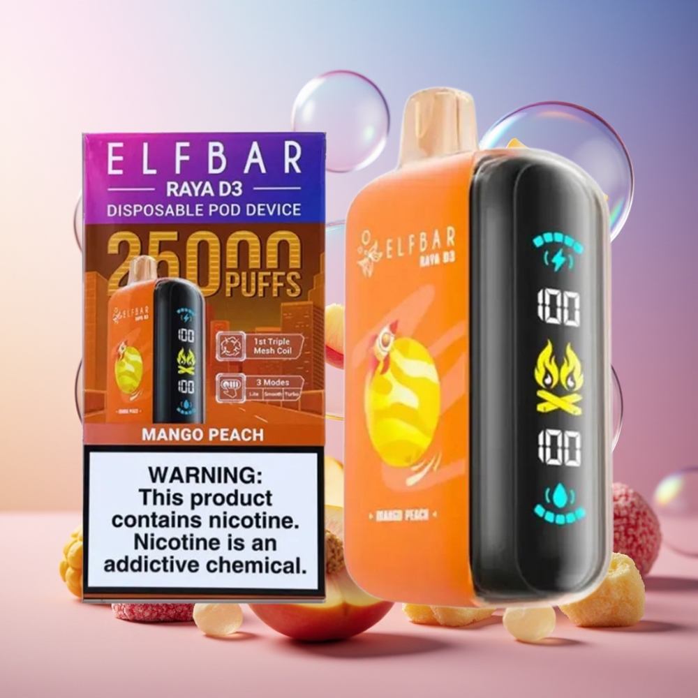 ELF BAR RAYA D3 25000 Puffs Einweg-Vape Mango Pfirsich, 23ml, 5%, 850mAh, Schweiz großhandel