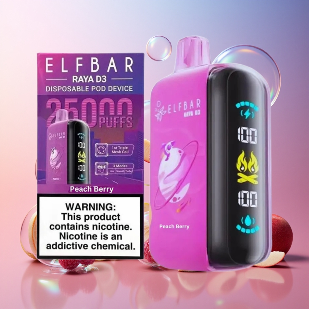 ELF BAR RAYA D3 25000 Puffs Einweg-Vape Pfirsich-Beere, 23ml E-Liquid, 850mAh Akku, Schweiz Großhandel
