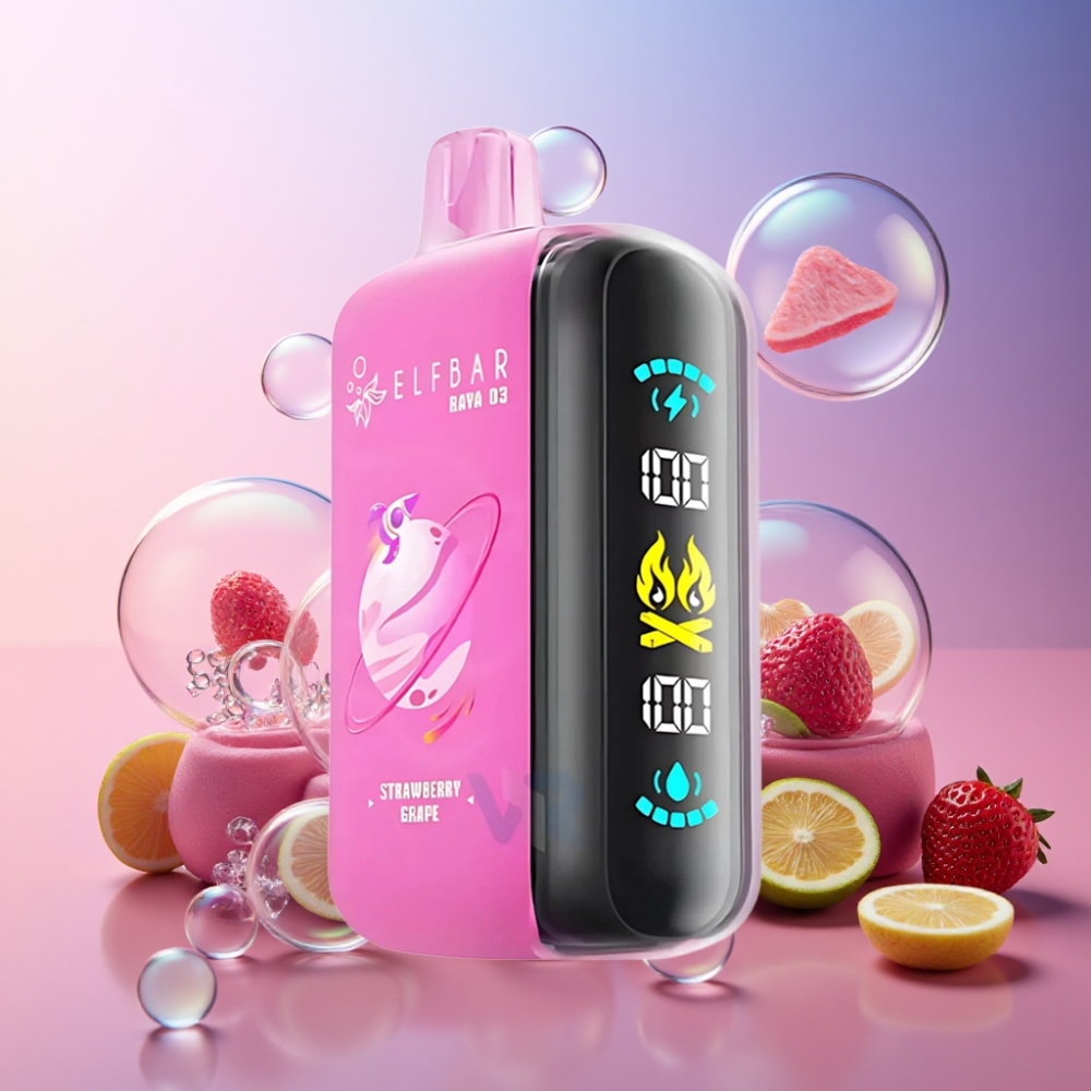 ELF BAR RAYA D3 25000 Puffs Wegwerf-Vape Erdbeer Traube, 23ml, 5% Nikotin, Schweiz Großhandel