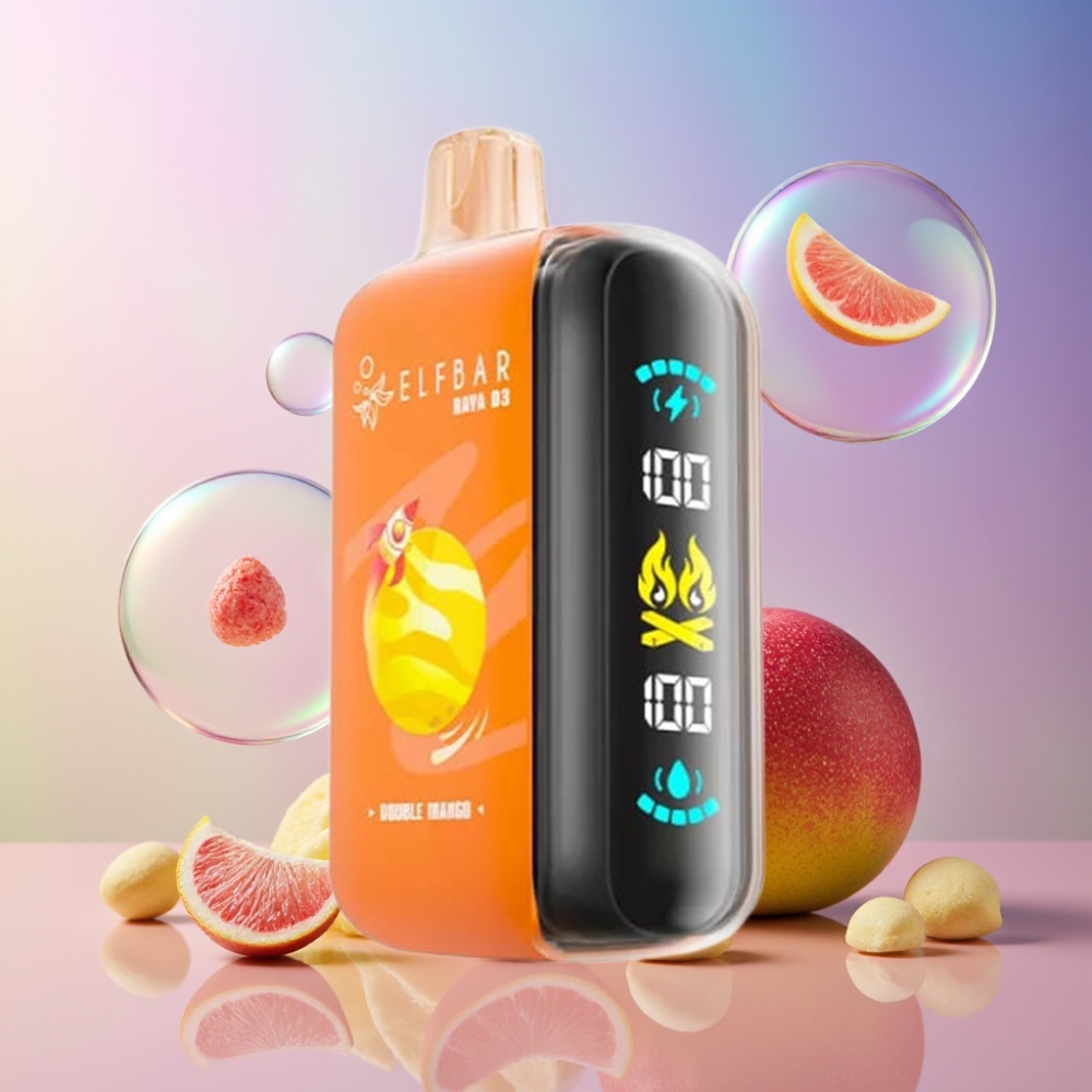 ELF BAR RAYA D3 25000 Puffs Wegwerf-Vape mit 23ml E-Liquid, 5% Nikotin, 850mAh Akku, Schweiz Großhandel - Doppel Mango