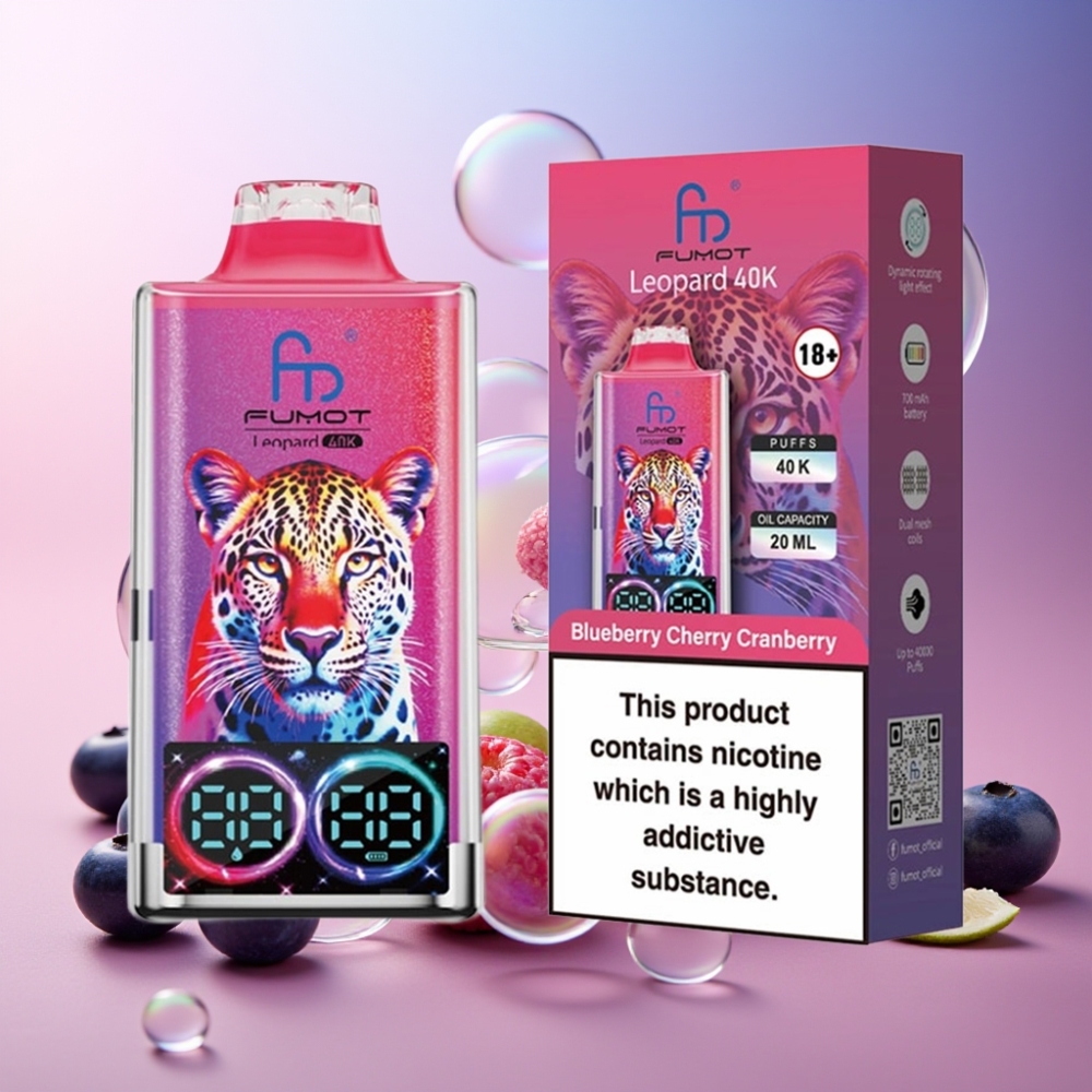 Fumot Leopard 40K Puffs Einweg-Vape Blaubeere Kirsche Cranberry – 700mAh, Dual Mesh, Typ-C-Ladung, Schweiz großhandel