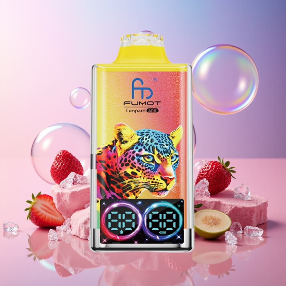 Fumot Leopard 40K Puffs Einweg-Vape Erdbeer-Eis, 0-5% Nikotin, 700mAh Akku, Dual Mesh, Schweiz Großhandel